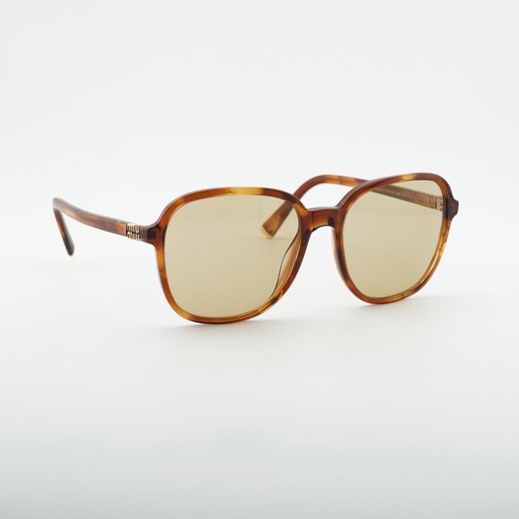 Miu Miu MUB01S 26E10R Sunglasses Havana Square Frame, Yellow Lenses main image 8